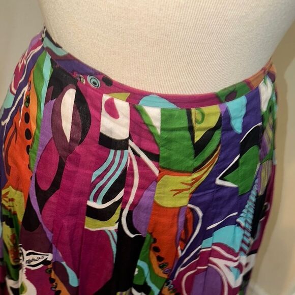 Casual Studio MADE IN INDIA Colorful Abstract Women's Gauze Skirt Size M - Picture 6 of 13